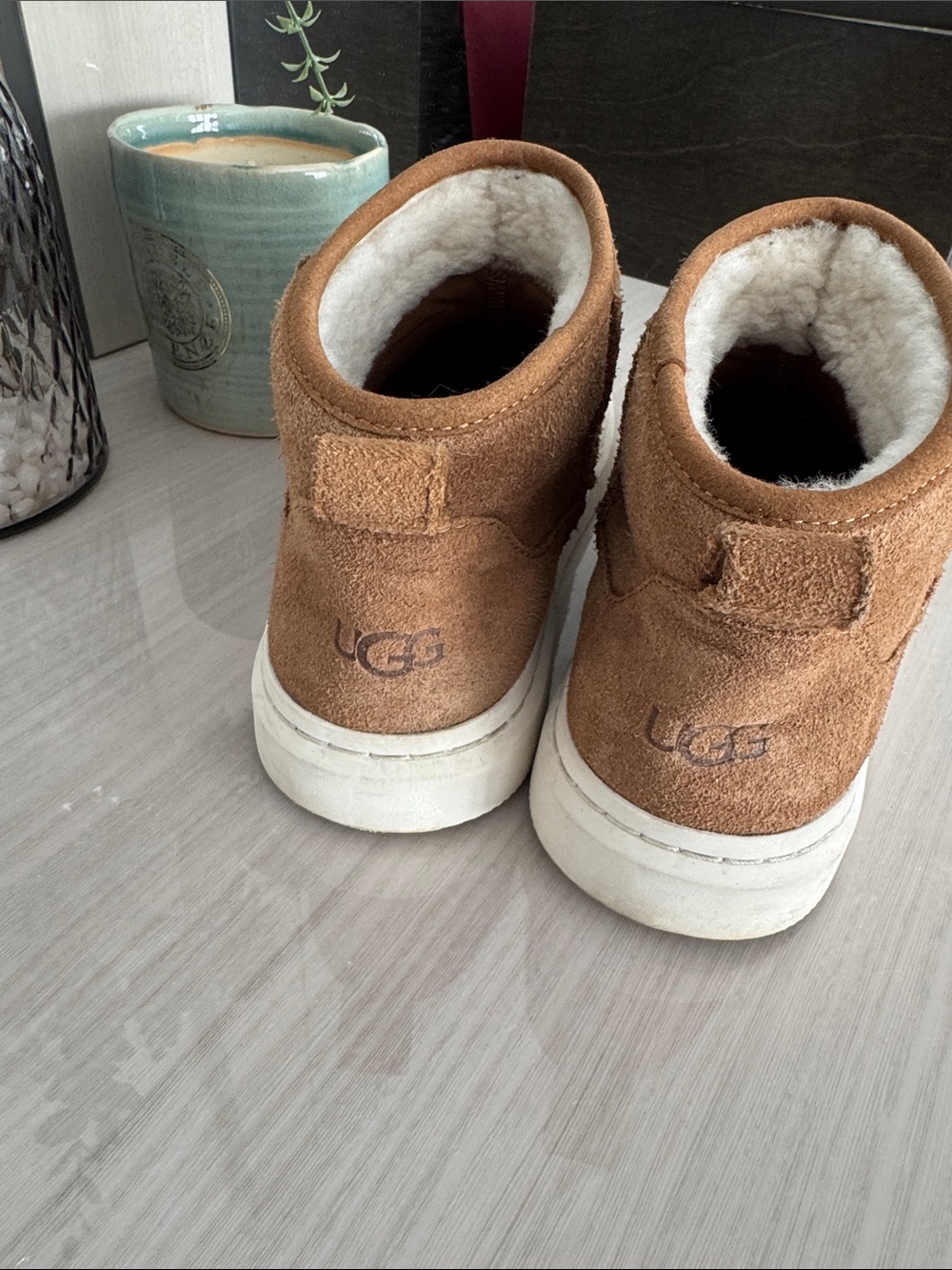 UGG Chestnut Brown Suede Shearling-Lined Ankle Booties